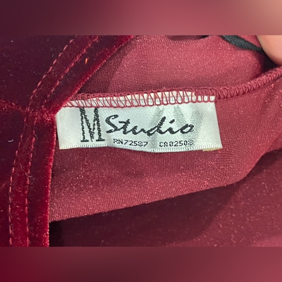 Red floor length velour dress M Studio Vintage Size S M - Picture 11 of 15